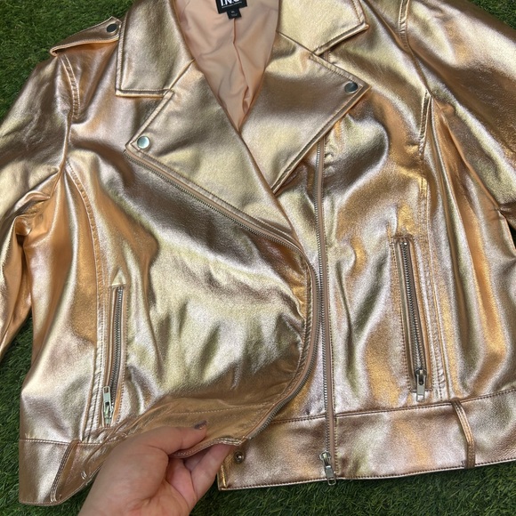 INC International Concepts Women's Rose Gold Faux Leather Jacket - Picture 7 of 8